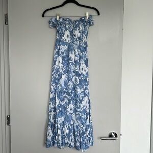 Midi Floral Strapless Dress